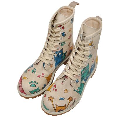Schnürboots DOGO "Longe Boots Schnürstiefel It Wasn't Me Damen Stiefeletten", Damen, Gr. 38, Normalschaft, grün (beige, grün), Lederimitat, Schuhe Schnürboots, Handgefertigt