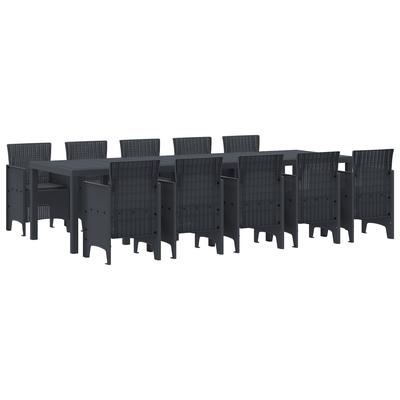 vidaXL Garten Esszimmer Set mit Kissen mit Kissen mit Kissen 11 pcs Anthrazit