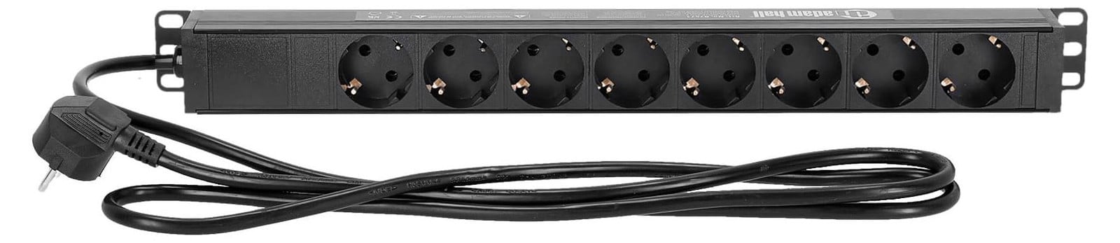 Adam Hall Rack PDU Kabelklemmen, 8-voudige stroomverdeelunit, 8-19 inch, 1 HE, zonder schakelaar