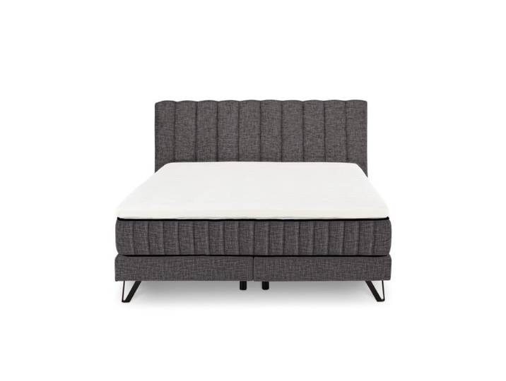 set one by Musterring Baldwin Boxspringbett inkl. Matratze und Kopfteil mit senkrechter Steppung - Ted 18 anthrazit Modern, Zeitlos