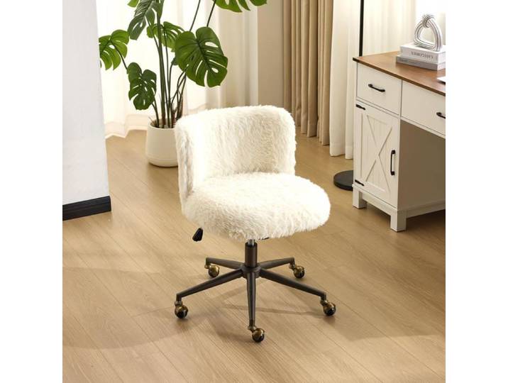 VINGLI Chaise de Bureau Esthétique sans Accoudoirs Petite Chaise Confortable Fauteuil de Coiffeuse pour Bureau Chambre Beige