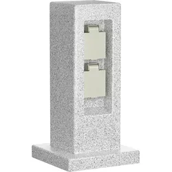 ledscom.de Garten Steckdosensäule POCK für außen, IP44, 2-fach, grau (Stein-Optik), eckig, 30 cm