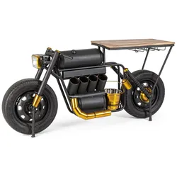 Bartisch Speed aus Mangoholz und Metall, Industrial Design, natur und schwarz, 183 cm breit