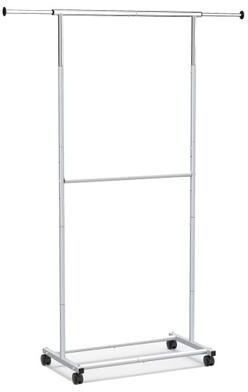 Costway Rolling Clothes Rack Double-Rod Extendable Garment Stand for Hanging Clothes