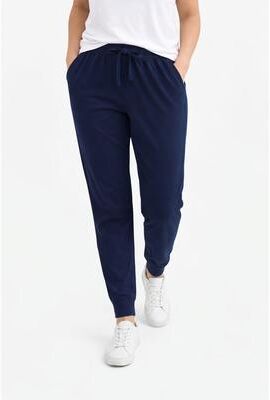 Plus Size Women's French Terry Drawstring Elastic Waistband Jogger by Ellos Studio in Navy (Size M)