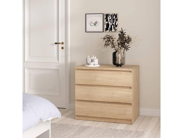 Dmora - Kommode Lilou, Mehrzweckkommode, Schlafzimmerkommode, Schrank mit Schubladen, 77x50 h68 cm, Eiche
