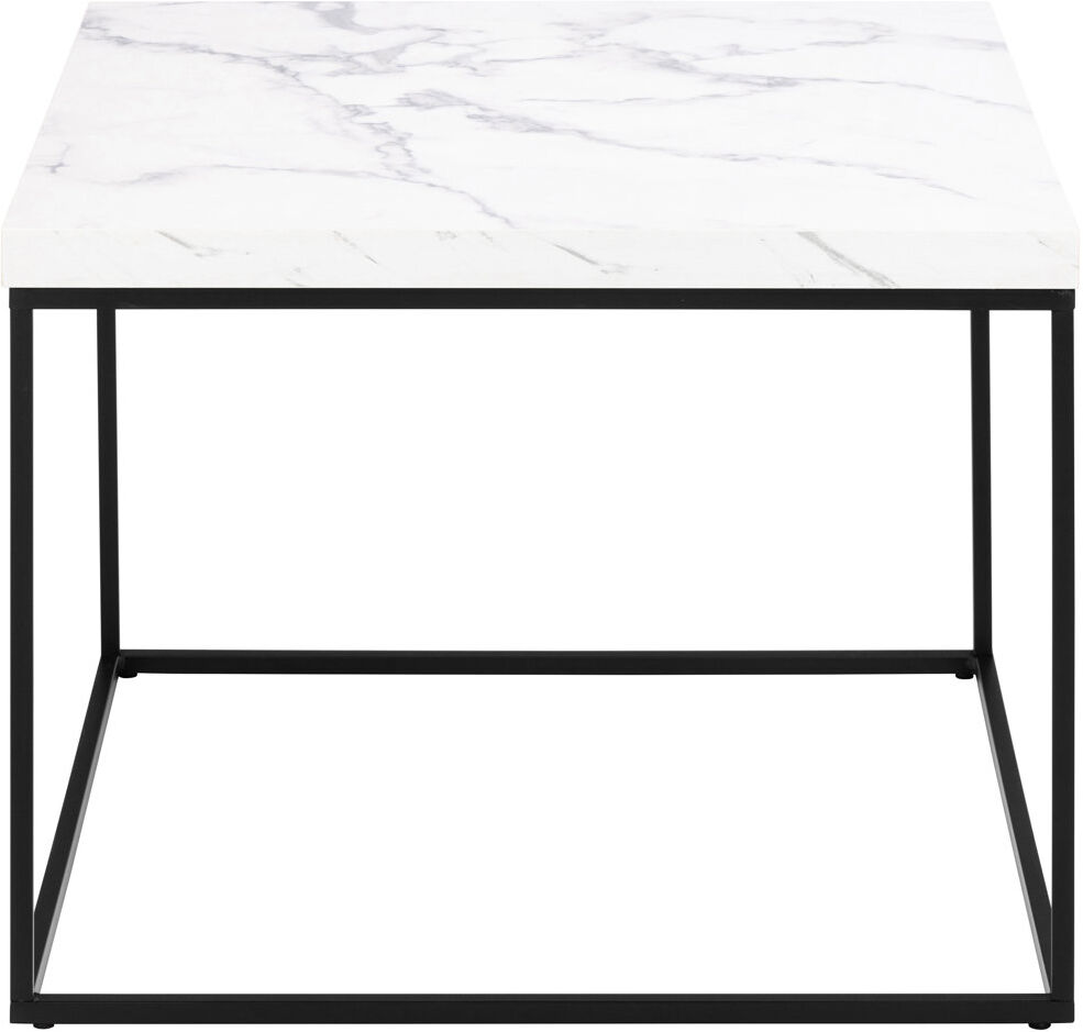 17 Stories Barossa Coffee Table with Top & Black Steel Base White Marble 45cm H x 60cm L x 60cm W