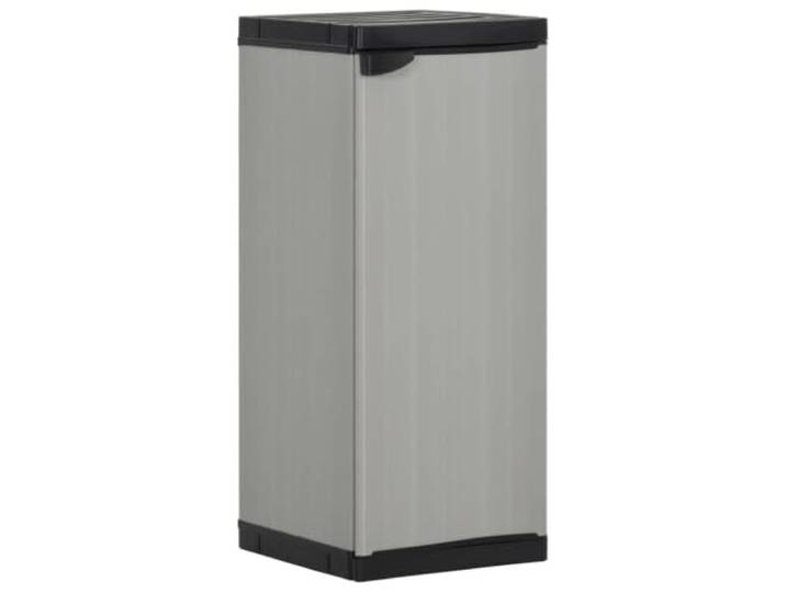 KGHFDVB Garten-Lagerschrank mit 1 Boden, Grau Schwarz, 35x40x85 cm PVC PP Kunststoff, Robust, Wetterfest, Kompakt, Ideal für Terrasse