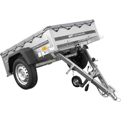 Kleinanhänger für Pkw Garden Trailer 150 KIPP, 150 x 106 cm, 750 kg [mit Flachplane, Planenträgern und Stützrad]