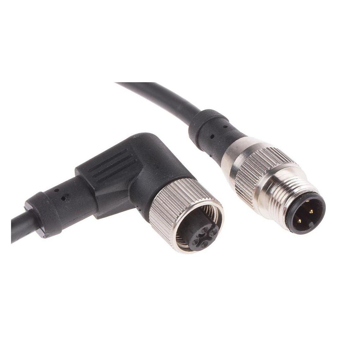RS PRO M12 male-M12 Female Angled,4W, 4 Core 2m (8771205)