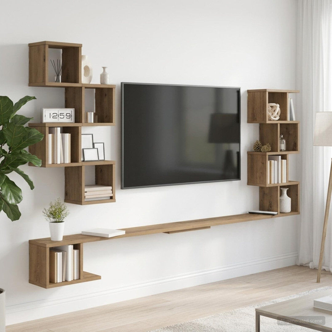 Brayden Studio Floating Shelf Artisan Oak 94 cm H x 200 cm L x 15 cm D