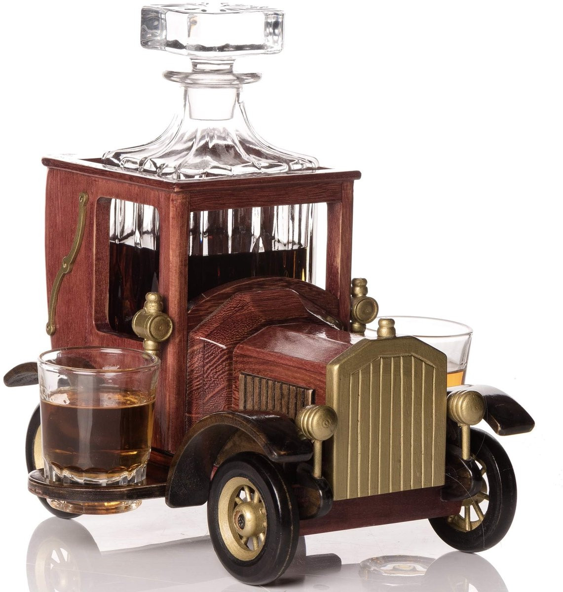 Kemstood Whiskey Decanter Set met Kristallen Glazen en Vintage Standaard, 945ml