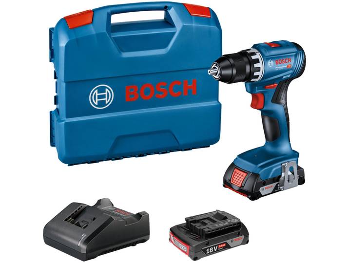 Bosch GSR 18V-45 - Perceuse-visseuse sans fil (avec 2x batterie 2\,0 Ah + chargeur\, coffret de transport)