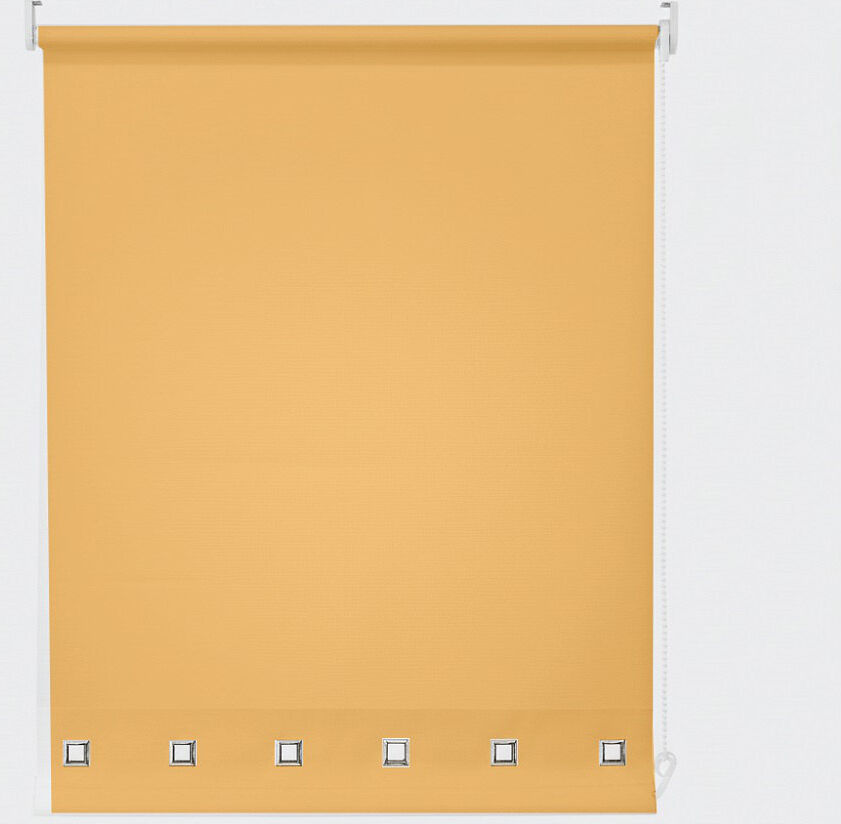 Symple Stuff Semi Sheer Daylight Roller Blind with Chrome Eyelet Detail Ochre 165 cm L x 210 cm W