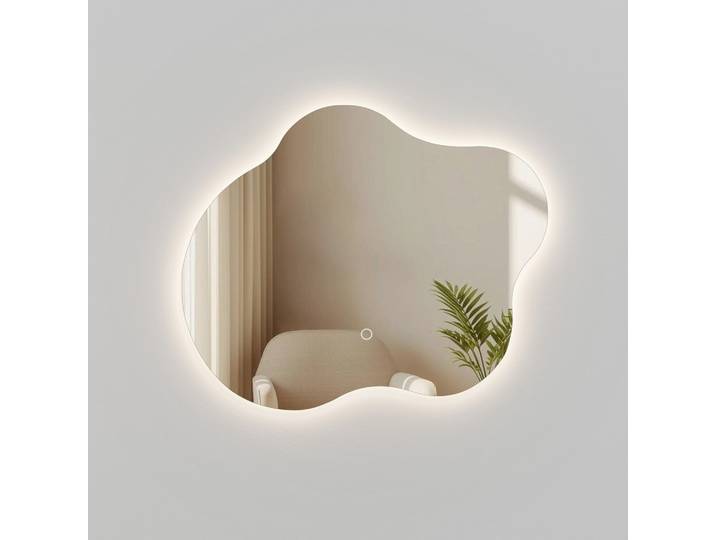 BADSPIEGEL asymmetrisch mit LED-Beleuchtung, Antibeschlag 60/50/3 cm