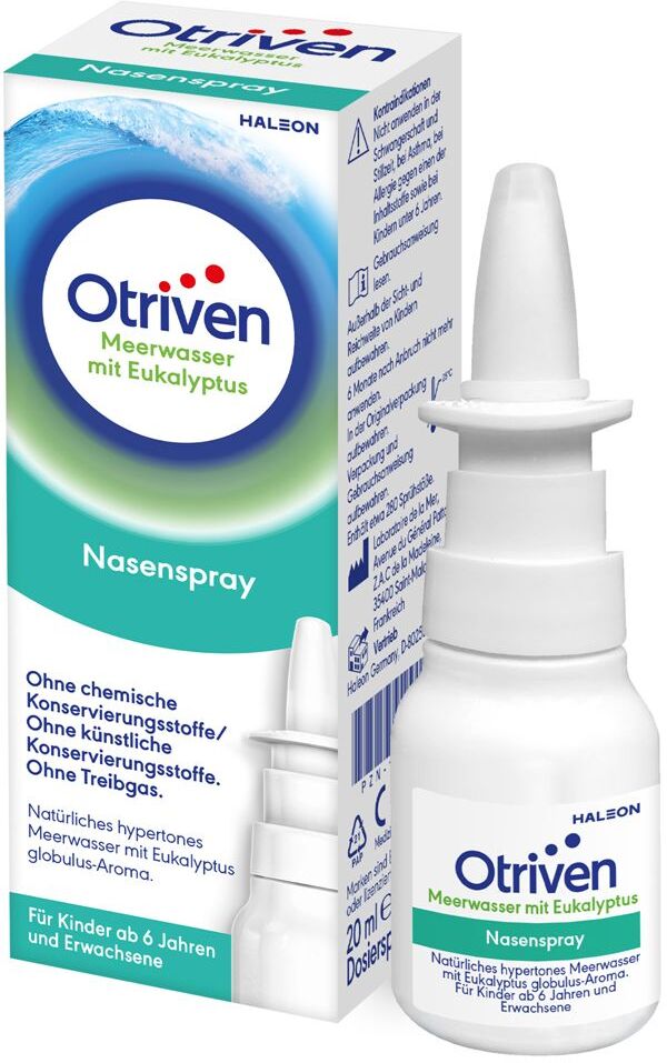 Otriven Meerwasser Nasenspray mit Eukalyptus befreit die verstopfte Nase bei Schnupfen durch eine natürlich abschwellende Wirkung 20 ml 20 ml Nasenspray
