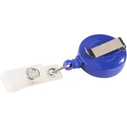 25 Ausweisjojo mit langem Auszug, Gürtelclip und Aufkleber blau, Kunststoff