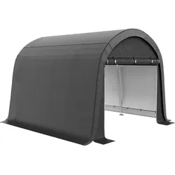 Outsunny Autogarage 3 x 3 m Gerätehaus mit UV-Schutz, zwei Rolltore, Stahl, PE, Grau