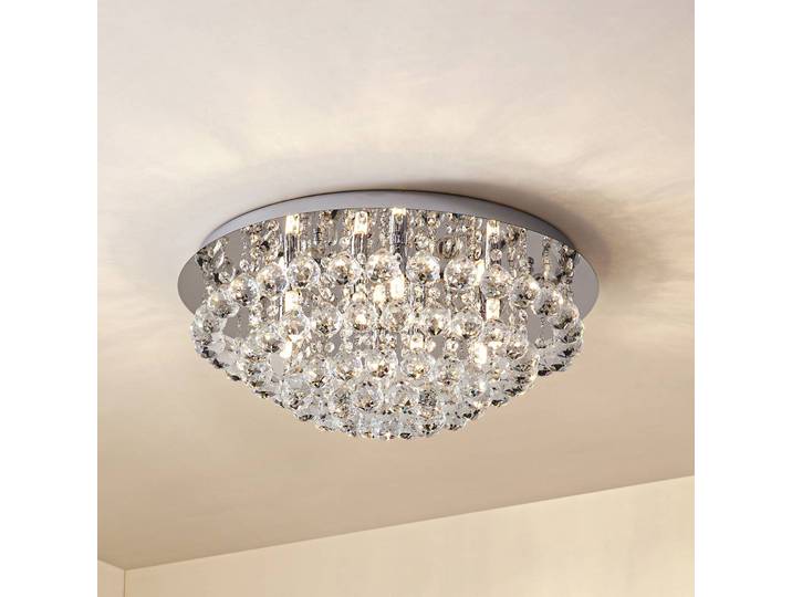 Kristall Deckenleuchte Antonino Lindby, dimmbar, chrom / silber, für Wohn- / Esszimmer, Kristall, Modern