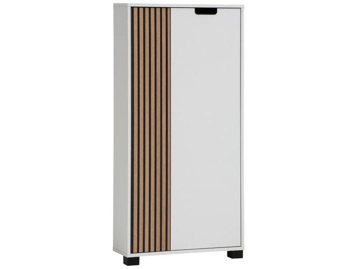 Mid.you Highboard, Weiß, Eiche, Kunststoff, 3 Fächer, 59.8x124x19.6 cm, stehend, Wohnzimmer, Kommoden & Sideboards, Highboards