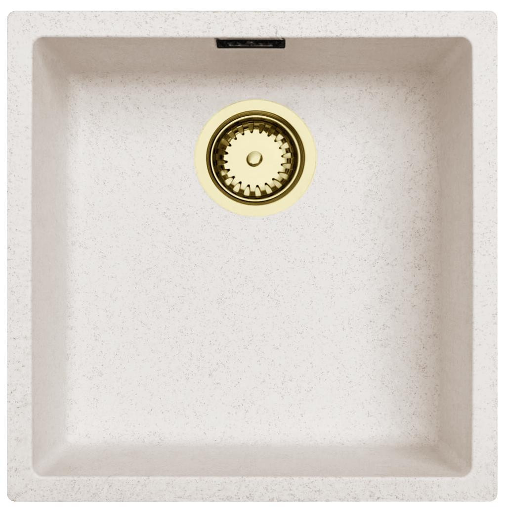 Pure.Sink Keukenwastafel zandwit inbouw- en opbouwmodel Breedte: 40 cm, Diepte: 40 cm