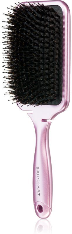 BrushArt Hair Boar bristle paddle hairbrush brosse à cheveux avec poils de sanglier Metalic Pink 1 pcs
