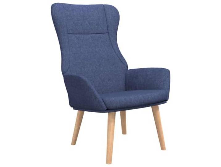 KTHLBRH Blauer Relax Sessel aus Stoff mit Metallrahmen und Holzbeinen Atmungsaktives Gewebe, Schaumstofffüllung, Kapazität 110 kg, vielseitig einsetzbar
