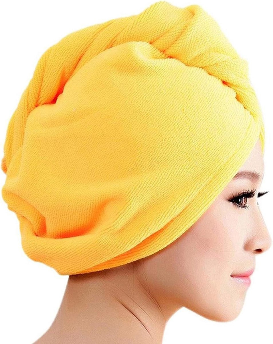 Super absorberende microvezel haarturban voor volwassenen - Geel