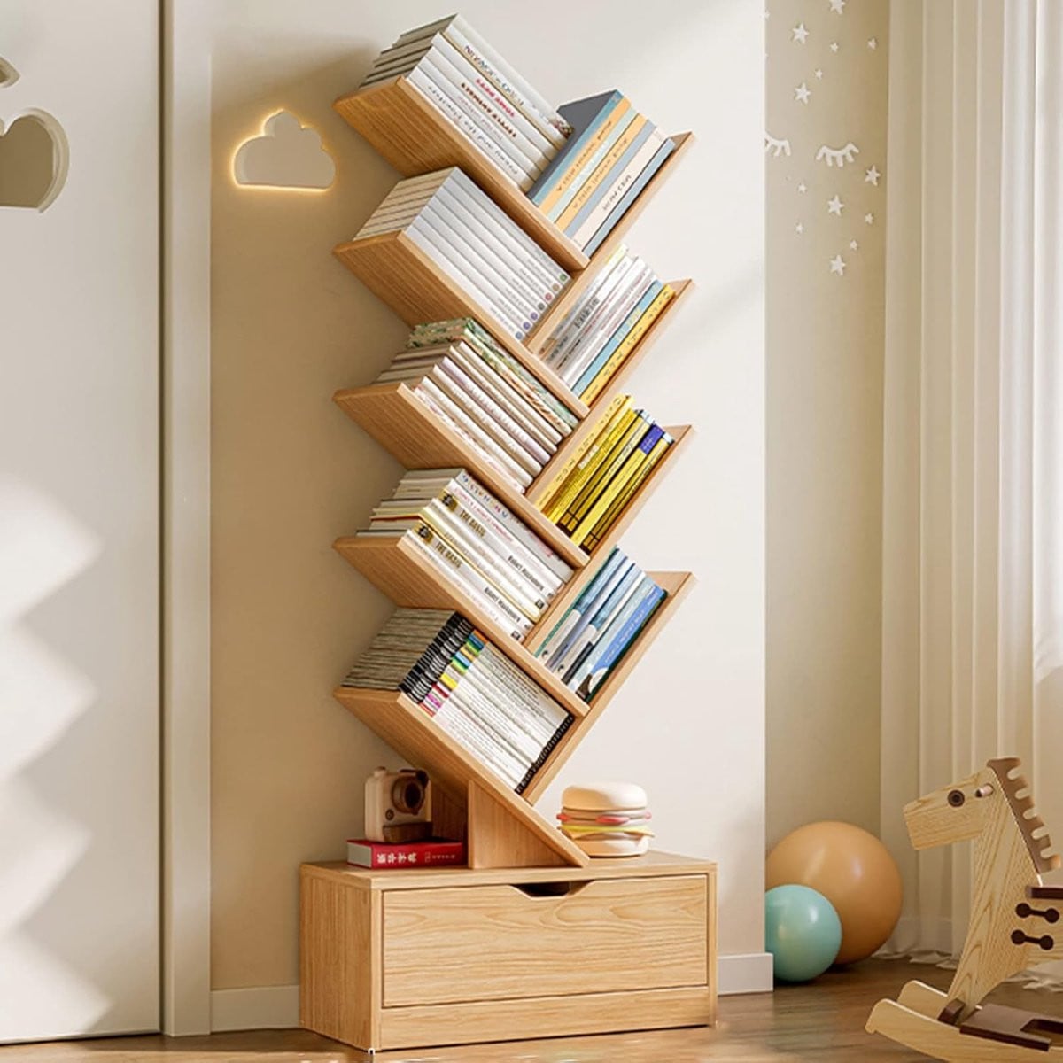 Boom Boekenplank - Staande Boekenkast met 10 Etages - Houtkleur