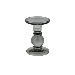 Kerzenhalter   , grau , Glas , Maße (cm): H: 12,5  Ø: 9