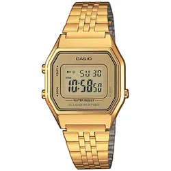 Chronograph CASIO VINTAGE, gold (goldfarben, gelbgoldfarben), Armbanduhren, Damen, Chronograph, Quarzuhr, Armbanduhr, Damenuhr, Digitaluhr, Edelstahlarmband