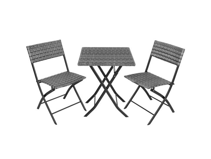 tectake Rattanset Trevi, geringes Gewicht, grau, Grau, Kunststoff, Rechteckig, Gartenmöbel, Gartengarnituren, Gartenmöbel-Sets