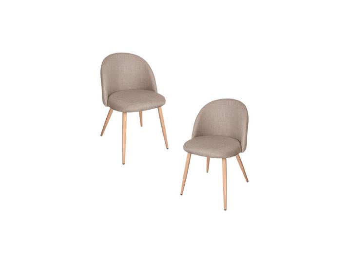 2er Set Vint Stoff Stühle - Beige