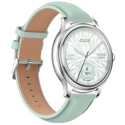 Colmi Smart Watch L28 (Silver-Green + green leather strap) (ohne SIM), Smartwatch