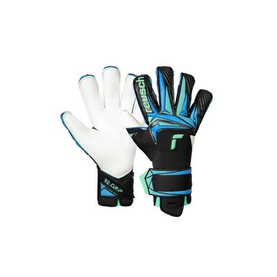 Torwarthandschuhe REUSCH "Attrakt RE:GRIP Evolution", Damen, Gr. 8,5, schwarz (schwarz, hellblau), 47% Latex, 38% Polyester, 7% Lederimitat, 5% Polyamid, Handschuhe, mit innovativer RE:GRIP-Technologie