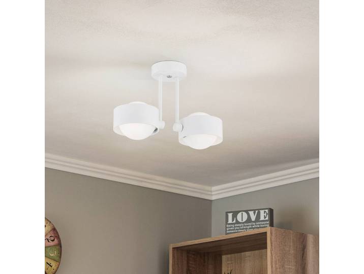 Plafondlamp Mado, dimbaar, wit / opaal, Woon-/ Eetkamer, metaal, Modern, plafondlamp