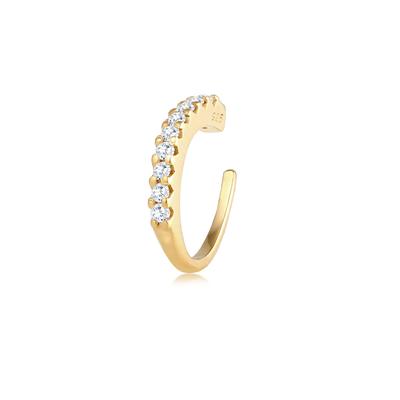 Single-Ohrhaken ELLI "Earcuff Zirkona Kristalle Trend Single 925 Silber", gold, Ohrringe, Damen, onesize,mit Stein, Silber 925 (Sterlingsilber)