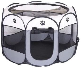Inspired Living Portable Cat Tent & Foldable Pet Playpen For Travel, Indoor & Outdoor Use gray