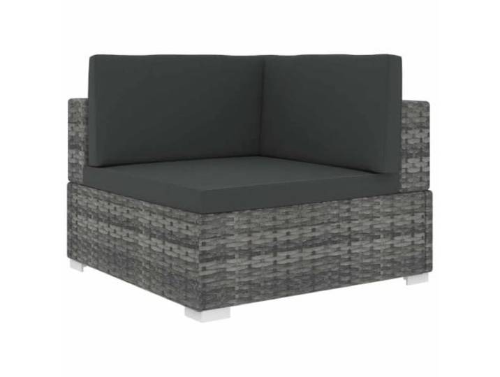 LKJephalotrop Rattan Sofa Eckteil mit Kissen Grau 70x70 cm Flexibles Modulsofa Eckelement aus PE-Rattan mit bequemen Polstern für Terrasse, Balkon und Wintergarten.