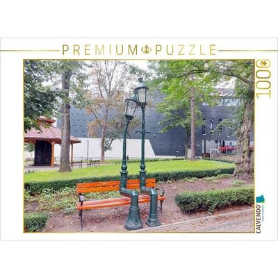 CALVENDO Puzzle Bunzlau - Boleslawiec Romantische Straßenlampen auf der Parkbank | 1000 Teile Lege-Größe 64x48cm Foto-Puzzle für glückliche Stunden