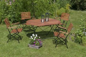 MERXXHANDELS Schlossgarten Set 5tlg 4 Sessel Tisch oval 140x90cm 09223826