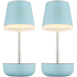 2x LED Außentischleuchte Tischleuchte Gartenleuchte Solar Blau Edelstahl IP44