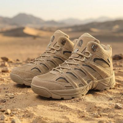 LightInthebox Men's Sand Hiking Boots, Athletic Lace-Up Mid-Top Outdoor Shoes with Supportive Overlays and Shock-Absorbing Traction Sole for Active Men, Hiking, Travel and Camping