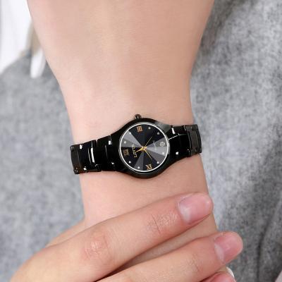 Youfap Market Luxury Stainless Steel Waterproof Quartz Watches, Calendar Date Lovers Couple Watch lady black Black
