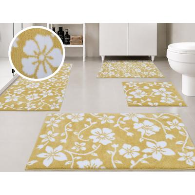 Badematte OTTO HOME "Daffney, Badvorleger, Badezimmer Teppich, Duschvorleger", gelb, H:18mm, Polyester, Badematten, Badematte, Badteppich, Floral, Blumen Design