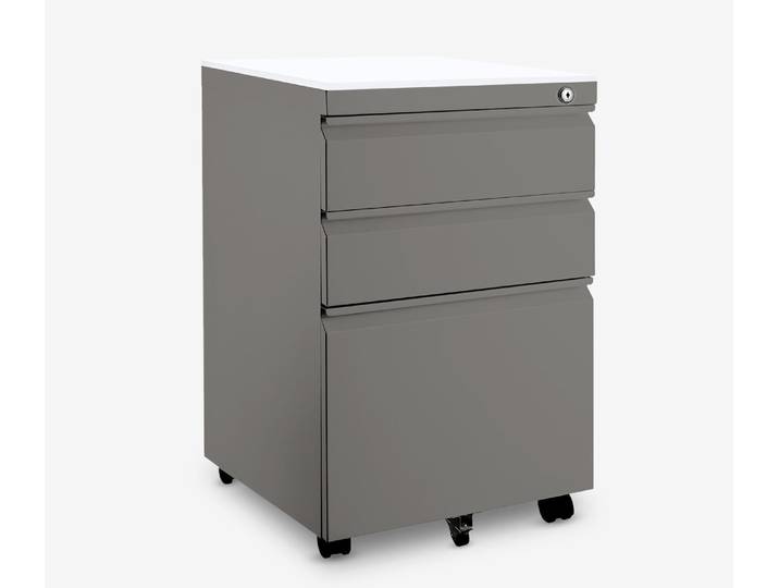 Metall Rollcontainer Grau Weiß
