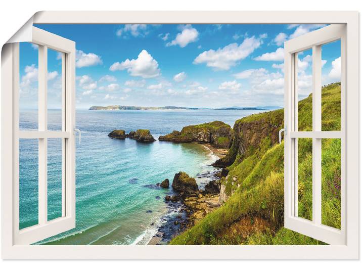 Wandbild ARTLAND Küstenweg in Nordirland durchs Fenster , grün (farbe bild(er): grün), B:70cm H:50cm, Bilder, Wandbild, als Leinwandbild, Poster in verschied. Grössen