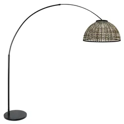 Steinhauer Bogenlampe NOX LIGHT, 1-flammig, E27, IP20, schwarz/bambus STE-4561ZW