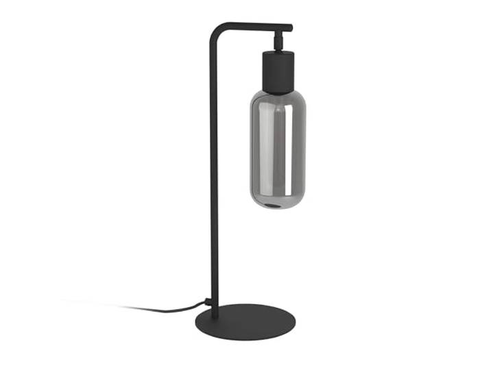Eglo Lampe de table Maione\, luminaire pour chevet avec abat-jour en verre fumé\, métal noir et gris\, douille E27\, hauteur 50\,5 cm