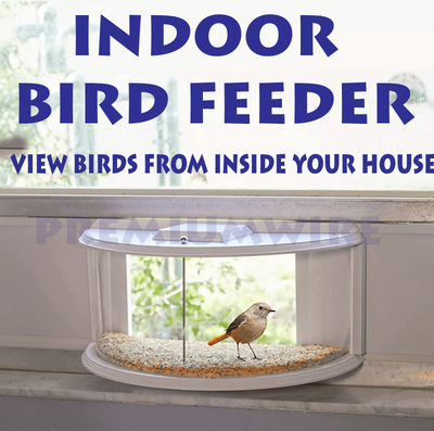 DynamicDeals Clear View Window Bird Feeder, 180 Indoor Viewing, Easy Refill, Durable PVC Design Clear View Window Bird Feeder, 180 Indoor Viewing, Easy Refill, Durable PVC Design